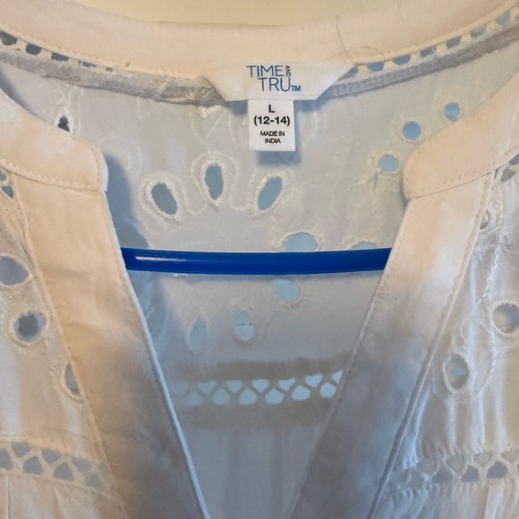 White Eyelet Tiered Lined Midi Dress, L - Picture 4 of 8